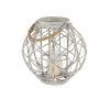 Decmode Large Round Woven Rattan White Lantern with Burlap Jute Rope Handle and Glass Insert, 15' x 15'