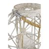 Decmode Large Round Woven Rattan White Lantern with Burlap Jute Rope Handle and Glass Insert, 15' x 15'