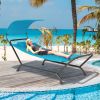 Patio Hanging Chaise Lounge Chair with Canopy Cushion Pillow and Storage Bag